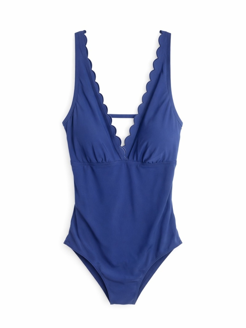 Crown & Ivy Blue Scalloped V-Neck One Piece Swimsuit 1X Resort Beach Vaction